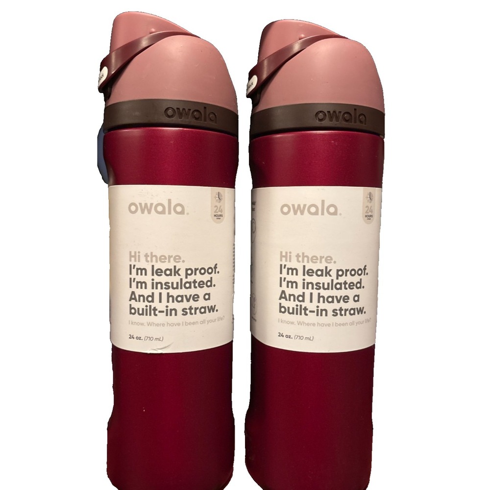 Owala FreeSip 24oz Poinsettia Holiday Limited Edition 2-Pack NEW Sold Out - Picture 2 of 5